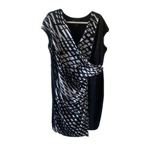 Lane Bryant Plus Size 18 20 Multicolor Geometric Surplice Ruched Sheath Dress